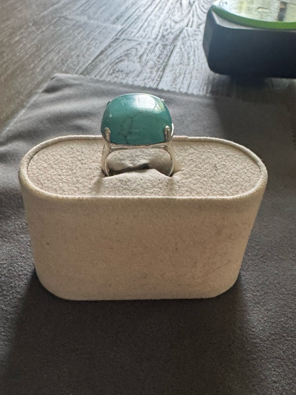 Turquoise Stone Sterling-Style Statement Ring - Women Jewelry size 7.5